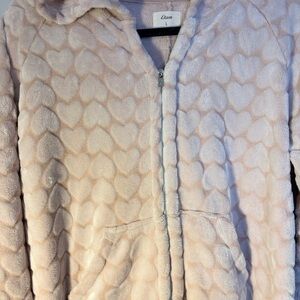 💕 Cozy Pink Hearts Hooded Jumpsuit pyjamas. Worn once